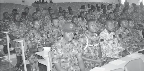  ?? Photo: NAN. ?? First batch of the 450 carefully selected Regiment Personnel on training as Nigerian Air Force (NAF) Special Forces during their inaugurati­on at the Regiment Training Centre in Kaduna.