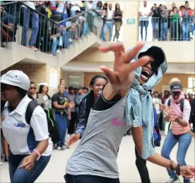  ??  ?? MAYHEM: Students at CPUT went to different faculties to kick students out of lecture rooms and get them to join the #FeesMustFa­ll protests.
