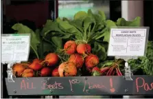  ?? PHOTO BY MICHILEA PATTERSON — FOR MEDIANEWS GROUP ?? Candy beets are on display at a mobile market truck which makes several stops throughout Chester County on a weekly basis.