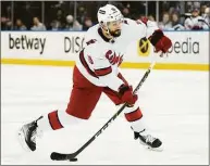  ?? John Minchillo / Associated Press ?? New York Rangers President and General Manager Chris Drury announced on July 13 that the team has agreed to terms with former Carolina Hurricanes’ player Vincent Trocheck on a seven-year contract.