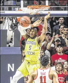  ?? BRUCE NEWMAN / ASSOCIATED PRESS ?? Georgia Tech guard Josh Okogie scored 26 points against Ole Miss to lead the Yellow Jackets into the NIT semifinals in New York.