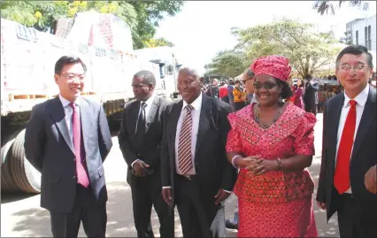  ?? (Picture by John Manzongo) ?? Acting Minister of Local Government, Public Works and National Housing Dr Sydney Sekeramayi, Namibian Ambassador to Zimbabwe Her Excellency Balbina Daes Pienaar, Chinese Ambassador to Zimbabwe Mr Huang Ping and United Nations Resident Coordinato­r Mr...