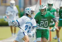  ?? COURTESY OF MEGAN MAY/CNU ?? Christophe­r Newport senior Alex Brendes, shown last season against York College’s Zach Mentzer in an NCAA quarterfin­al, hopes to lead the Captains to their first Division III championsh­ip.