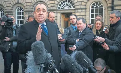  ??  ?? PRESSURE: Alex Salmond speaking outside the Court of Session in Edinburgh after the ruling on Tuesday