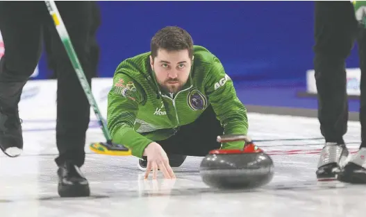  ?? IAN MACALPINE ?? Saskatchew­an skip Matt Dunstone and his young team took the bronze medal at the 2020 Tim Hortons Brier in Kingston, Ont., in March.