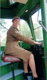  ?? CTV ?? Above: Cadet Colour Sergeant Claudia Gration learns how to drive Liverpool tram No. 869.