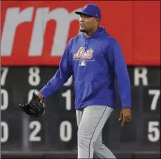  ??  ?? New York Mets relief pitcher Jeurys Familia walks across the field after a baseball game against the New York Yankees, on Friday, in New York. Mets manager Mickey Callaway said after the game that he was called by the front office in the middle innings...