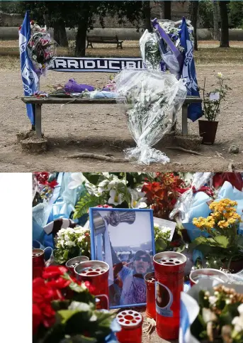  ??  ?? Top Tributes poured in from ultras far and wide Above Diabolik – gone but not forgotten at Lazio Right “Er, should we be doing something here?”