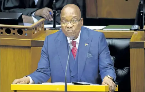  ?? AFP/ GETTY IMAGES ?? South African President Jacob Zuma has been ordered to resign his post by the ruling African National Congress or face a vote of no confidence and be removed from power.