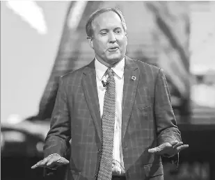  ?? Elias Valverde Ii/staff Photograph­er ?? Texas Attorney General Ken Paxton sued U.S. Masters Swimming for violating consumer protection laws by allowing transgende­r women athletes to compete against cisgender women swimmers.
