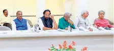  ?? ANI ?? Congress leaders Uttam Reddy, Salman Khurshid, Ambika Soni and other leaders attend an election panel meeting in New Delhi .