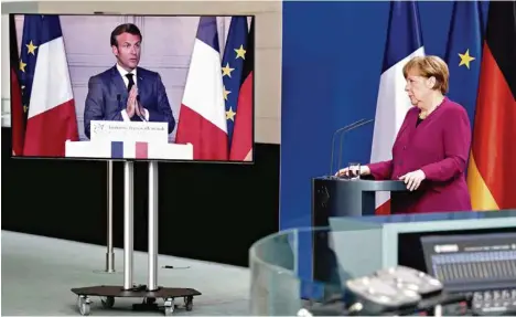  ?? (KAY NIETFELD/POOL/AFP) ?? Avec leur projet de plan de relance européen, Emmanuel Macron et Angela Merkel ont relancé le couple franco-allemand et, du même coup, le projet européen, ébranlé par la crise du Covid-19.