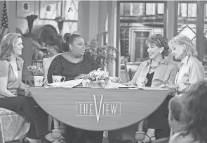  ?? ED BAILEY/AP ?? Meredith Vieira, left, was moderator for “The View.” On a June 5, 2003 episode, she is joined by, from left, Star Jones, Joy Behar and Barbara Walters.