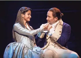  ?? JOAN MARCUS ?? Shoba Narayan and Joseph Morales perform in the national touring company of “Hamilton.”