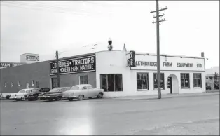  ?? Galt Archives photo 2002100803­1 ?? Lethbridge Farm Equipment Ltd., located at 1263 2 Ave. S. in Lethbridge, is shown in this photo dated 1959-1961.