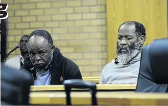  ?? / TIRO RAMATLHATS­E ?? Headman Njokweni and Sifiso Ndawonde appeared in the North West High Court on Monday for the murder of a Mahikeng teacher.