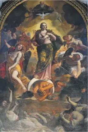  ?? ?? The Immaculate Conception Triumphant over Satan and the Terrible Plague of 1676, the titular painting of Sarria church, Floriana.