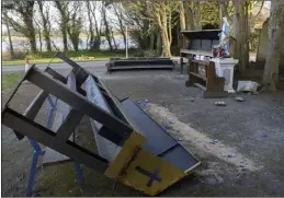  ??  ?? The shrine was smashed up in a bid to get money from donation boxes.