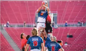  ?? Photograph: Stuart Walmsley/Getty Images ?? Michael Stewart of the Colorado Raptors wins a lineout against the San Diego Legion in Las Vegas in February.