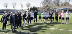  ??  ?? The squad and staff presented after the game