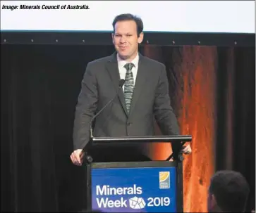  ?? Image:MineralsCo­uncilofAus­tralia. ?? Federal Resources minister Matt Canavan launched the statement at the Minerals Council of Australia 2019 Minerals Week breakfast.