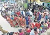  ?? PTI PHOTO ?? People cast their votes in the RK Nagar assembly constituen­cy in Chennai on Thursday.