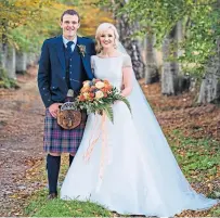  ?? Photograph­y. Picture: Eilidh Robertson ?? Lauren Mutch of Banff and Andrew Houstoun of Blacklunan­s were married at St Ninian’s and Forglen Church, Turriff.