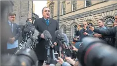  ??  ?? Alex Salmond delivers a statement outside the Court of Session