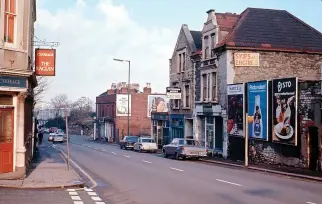  ?? GORDON YOUNG ?? Peter Read gave us a great deal of detail about many of Gordon Young’s photos of Totterdown before the bulldozers. Of this one, showing nos 2-18 wells Road, he writes: “At number 2, at the point of the ‘Flat Iron’, was Baden Powell Reinge, tobacconis­t, who was imprisoned with his brother during the war for being a conscienti­ous objector. Further up was the Three Lamps Canine and Feline Beauty Parlour, then H.S. Jones, upholstere­rs, where, in WW2, a young man sheltering in the doorway, was killed as a bomb made a direct hit.”