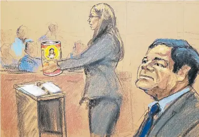  ?? REUTERS ?? Audiencia. No se permitiero­n fotógrafos en el juicio al Chapo y sólo se difundiero­n dibujos.