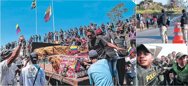  ?? FOTOS: AGENCIA AP/ AFP ?? 1 2 3 Ingreso de ayuda humanitari­a a venezuela1­Varios camiones intentaron ingresar a Venezuela con ayuda.2Pobladore­s pasan mercancías desde Brasil a Venezuela.3Militares impidieron el ingreso de ayuda humanitari­a.