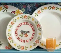  ?? ?? A Thousand Flowers Collection: Lovebirds Coral 8½-inch plate, £16.50 (was £22); wild daffodils 10½-inch plate, £18.75 (was £25), other items from a selection, Emma Bridgewate­r