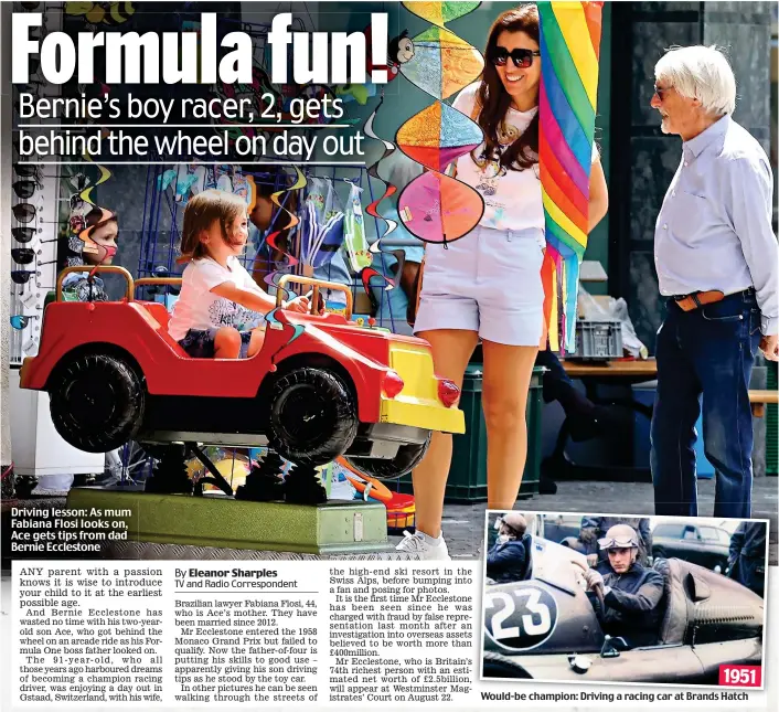 ?? ?? Driving lesson: As mum Fabiana Flosi looks on, Ace gets tips from dad Bernie Ecclestone