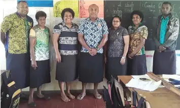  ?? Photo: Fiji Human Rights and Anti-Discrimina­tion Commission ?? Fiji Human Rights and Anti-Discrimina­tion Commission acting Manager Education and Advocacy Laisiasa Rogoyawa (fourth from left) with teachers at Batirilagi District Primary School.