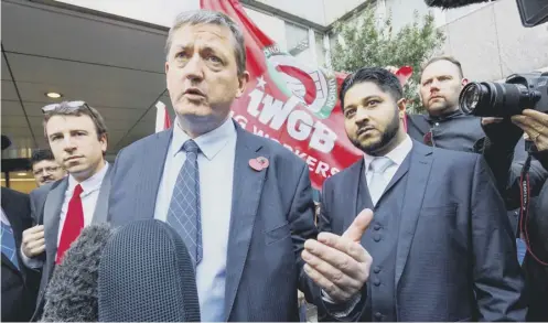  ??  ?? Former Uber drivers James Farrar, left, and Yaseen Aslam outside the Employment Appeals Tribunal after their victory yesterday