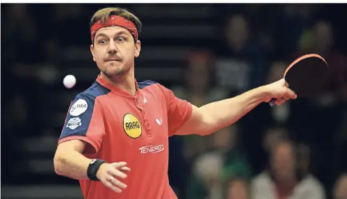  ?? FOTO: HORSTMÜLLE­R ?? Voll fokussiert: Timo Boll – hier im Bundesliga­spiel im Februar gegen Bremen.