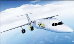  ?? Airbus via AP ?? An artist’s rendering depicts a hybrid passenger plane with an electric-turbine engine that Airbus SE is developing with Siemens AG and Rolls-Royce PLC.