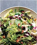  ?? The Associated Press ?? This image released by Milk Street shows a recipe for greens with walnuts, parmesan and pancetta vin.