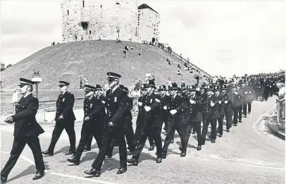  ?? ?? PARADE: North Yorkshire Police parade in 1982. Months after the force’s formation in 1974, officers hunted a notorious killer.