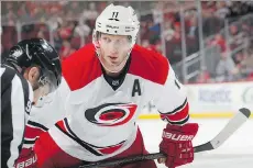  ?? PAUL BERESWILL/GETTY IMAGES/FILES ?? Carolina Hurricanes centre Jordan Staal had never had a concussion until a game last month against the Florida Panthers. He returned Tuesday to face the Vancouver Canucks.