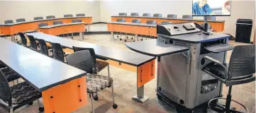  ?? BY CHRIS LANDSBERGE­R, THE OKLAHOMAN]
[PHOTO ?? A new classroom is displayed Friday during a program to announce the partnershi­p of Oklahoma State University­OKC and Variety Care for the new Allied Health Building and community health clinic on the school’s campus.