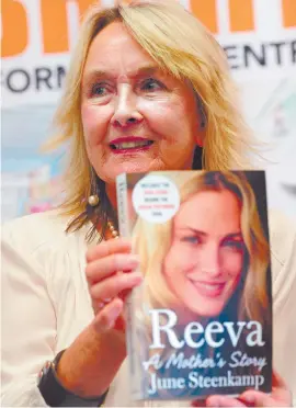  ?? Picture: Nigel Sibanda
Reeva: A Mother’s Story ?? HEARTFELT. June Steenkamp with her book at the University of Johannesbu­rg yesterday. She spoke about the life of her daughter, Reeva, who was shot by Oscar Pistorius in 2013.