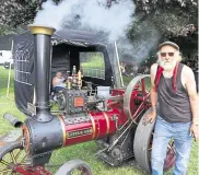  ?? ?? Mick Harrington, 67, of Northfleet with Little Gem, a half-size steam traction engine he made himself at the Kent County Show