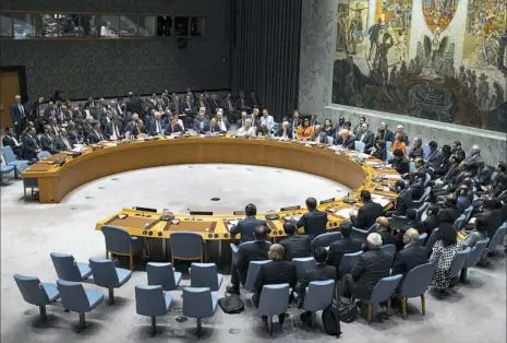  ?? Craig Ruttle/Associated Press ?? Members of the United Nations Security Council hold a meeting Wednesday during the 73rd session of the U.N. General Assembly at U.N. headquarte­rs in New York City.