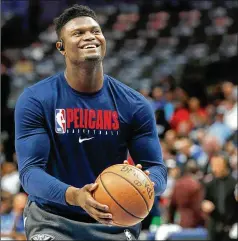  ?? MICHAEL AINSWORTH / ASSOCIATED PRESS ?? After missing nearly two weeks, New Orleans rookie forward Zion Williamson was held out of the Pelicans’ five-on-five drills when he returned to practice Tuesday.