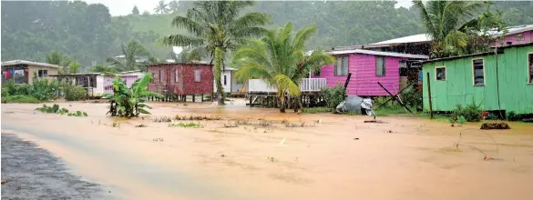  ?? Photo: Ronald Kumar ?? The flooded Waidamudam­u Settlement in Nausori on March 19, 2020.