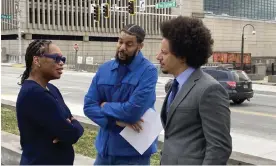  ?? Photograph: Kate Brumback/AP ?? Clayton English and Eric André outside the federal courthouse in Atlanta on Tuesday.