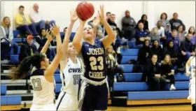  ?? COURTESY OF JOHN CARROLL UNIVERSITY ?? Nicole Heffington puts up a shot against Case Western Reserve earlier this season.