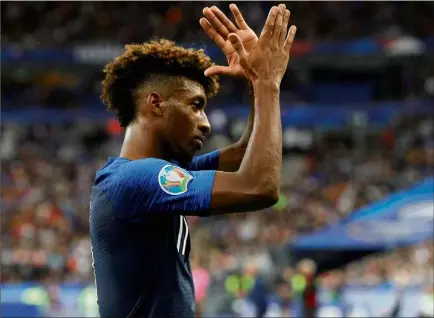  ?? (Photo AFP) ?? Kingsley Coman a régalé le Stade de France contre l’Albanie.