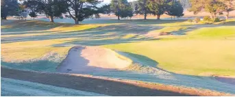  ?? ?? An early morning shot of the 18th green at the Moutere Links course at Levin Golf Club.